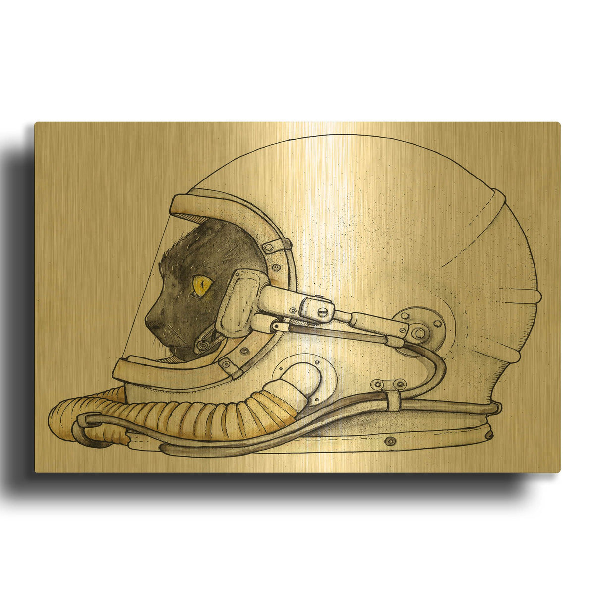 'Space Kitten' By Craig Snodgrass Gold Metal Wall Art