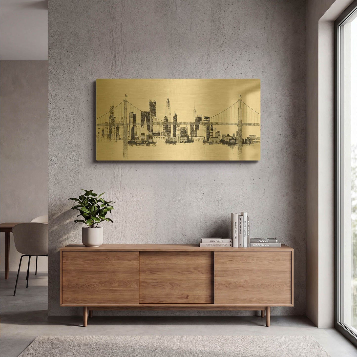 'City Silhouette' By Avery Tillmon Gold Metal Wall Art