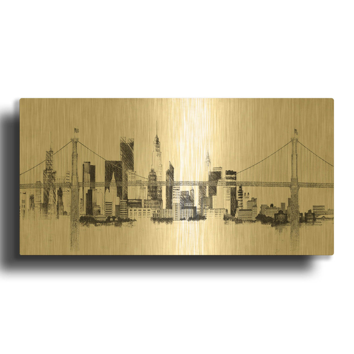 'City Silhouette' By Avery Tillmon Gold Metal Wall Art