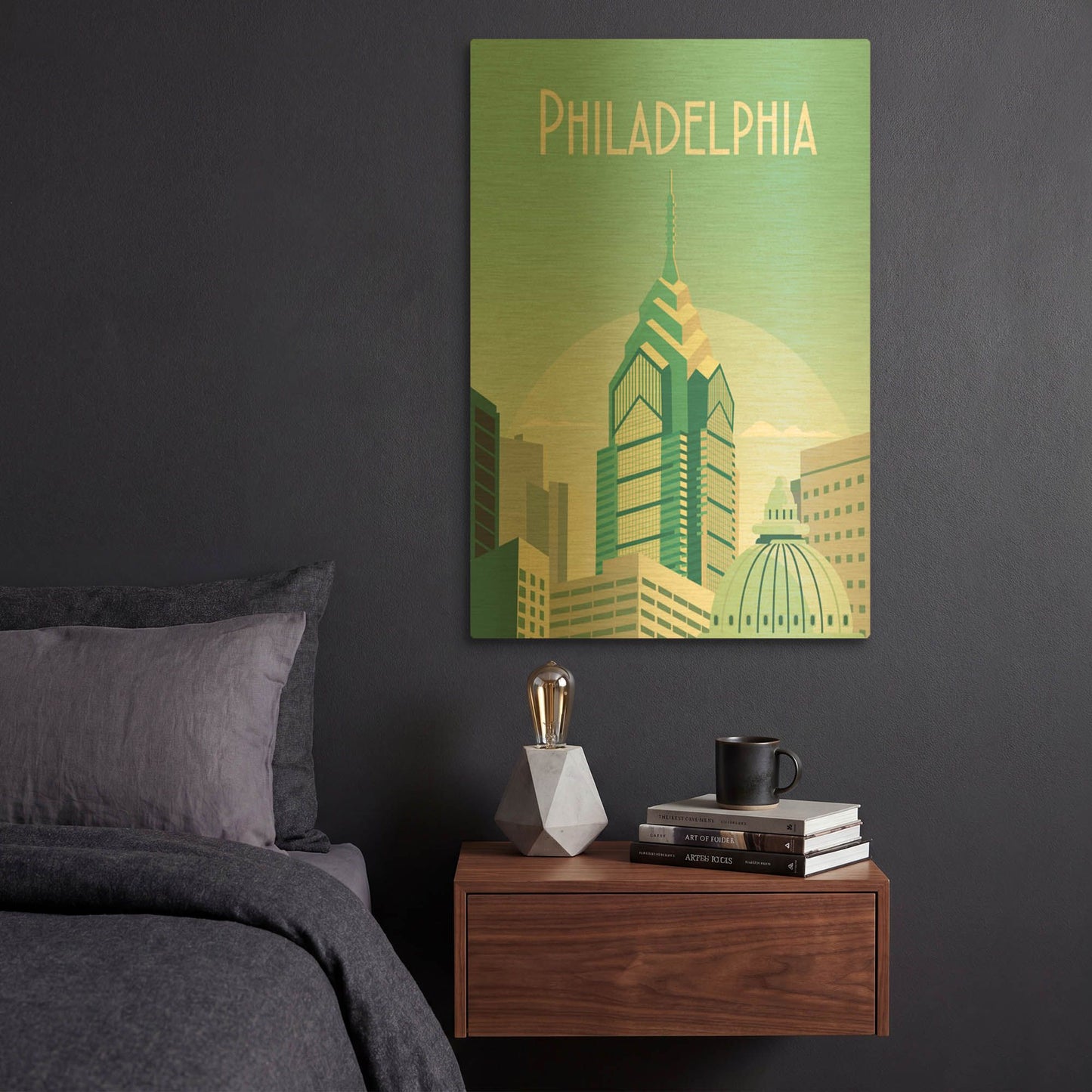 'Philadelphia' By Arctic Frame Gold Metal Wall Art