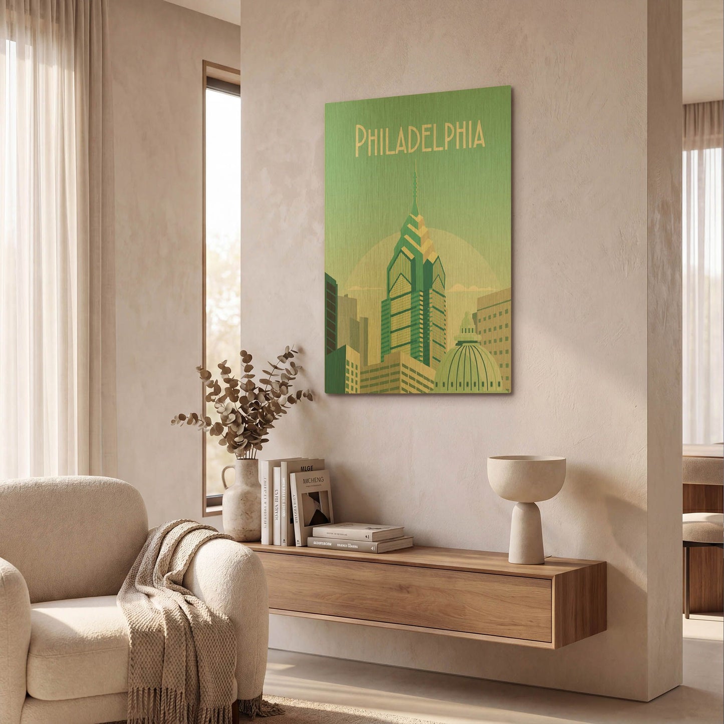 'Philadelphia' By Arctic Frame Gold Metal Wall Art