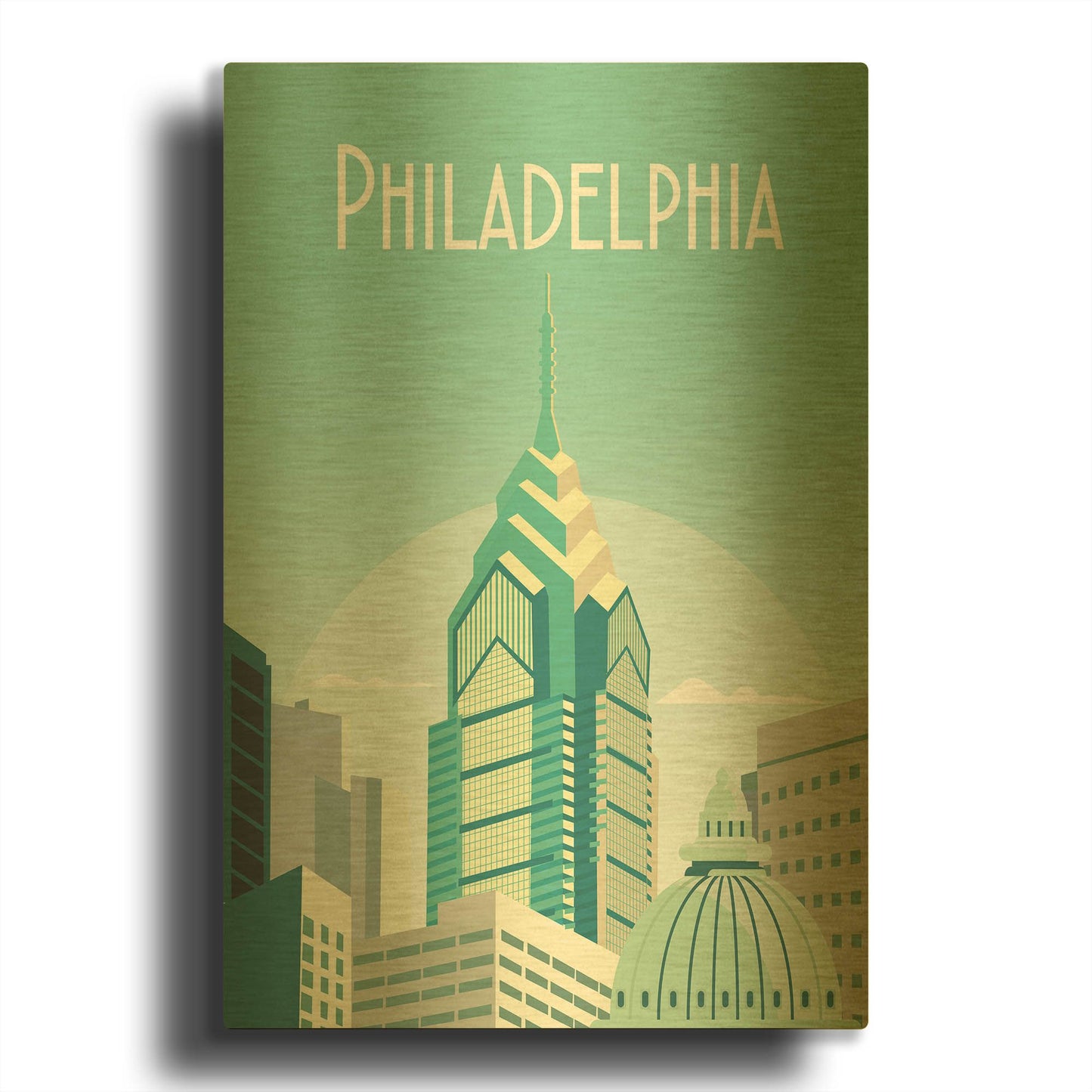 'Philadelphia' By Arctic Frame Gold Metal Wall Art