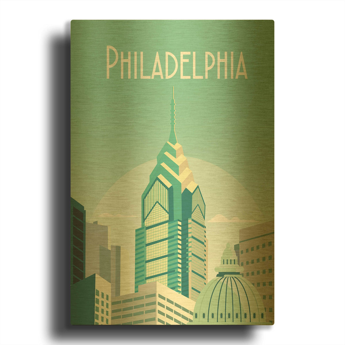 'Philadelphia' By Arctic Frame Gold Metal Wall Art