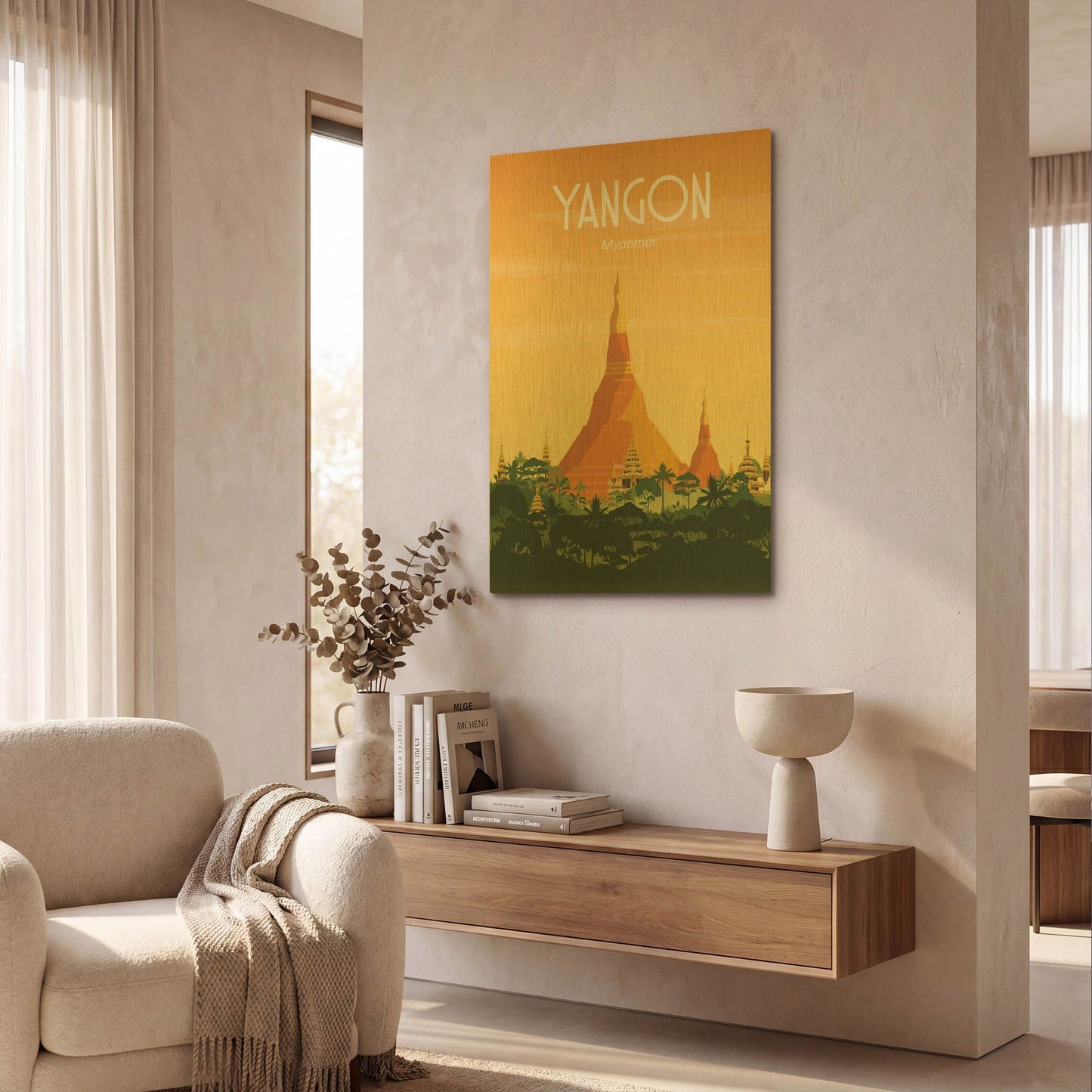 'Yangon Myanmar' By Arctic Frame Gold Metal Wall Art