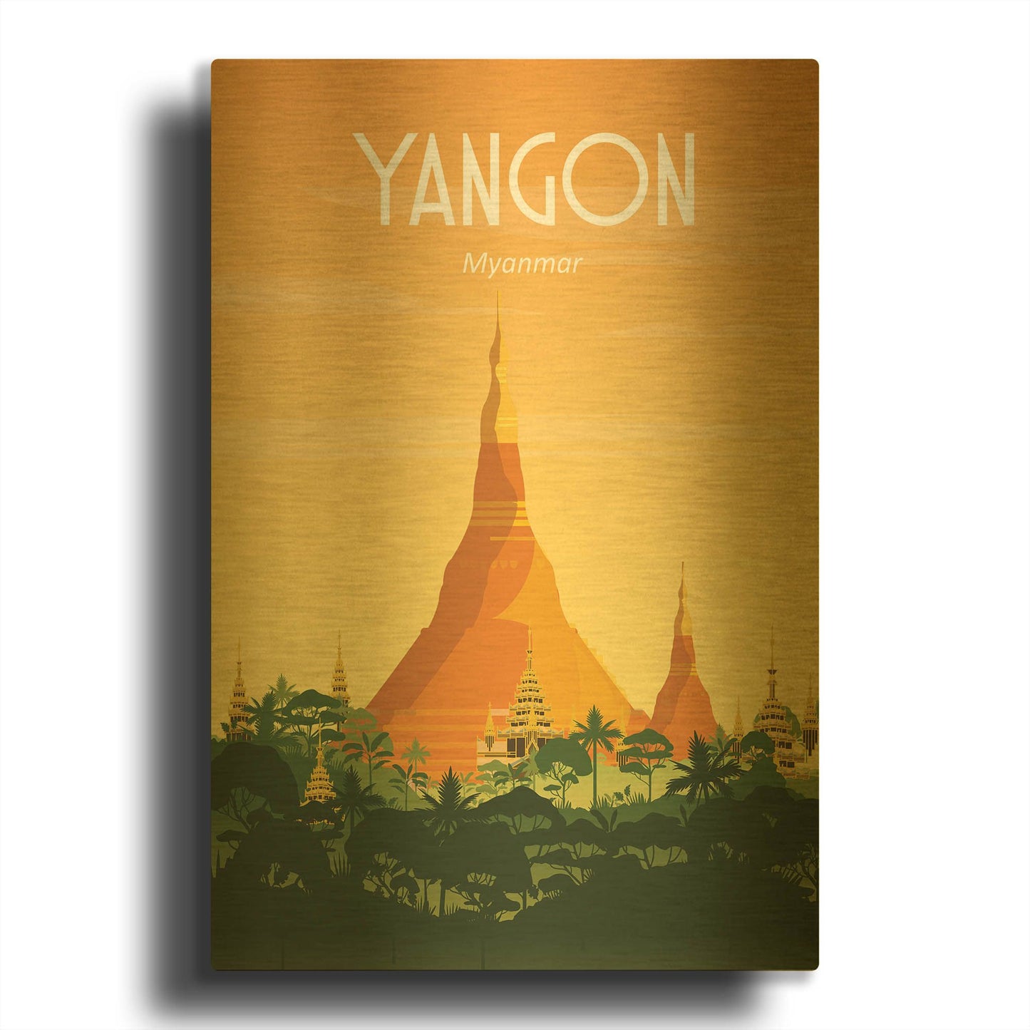 'Yangon Myanmar' By Arctic Frame Gold Metal Wall Art
