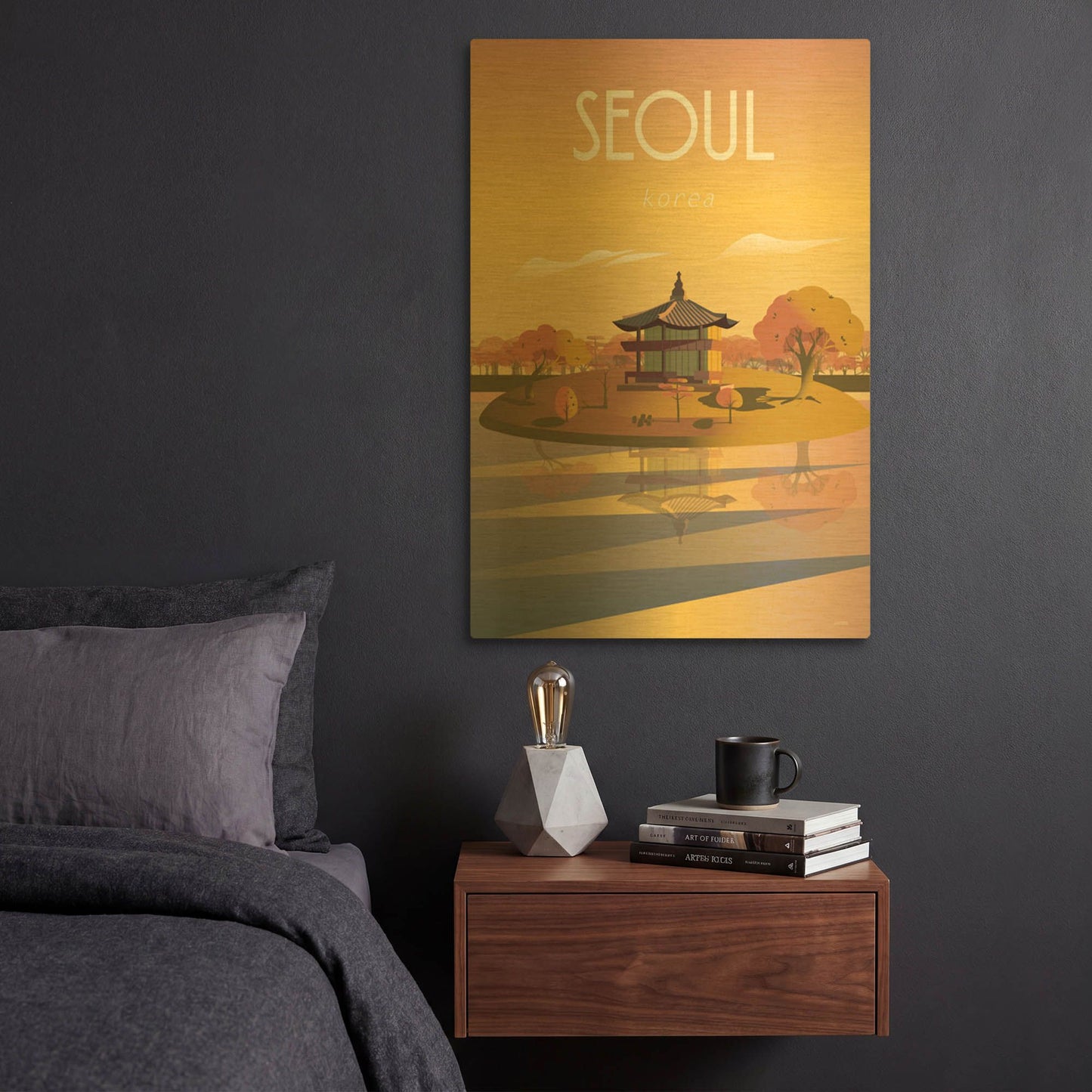 'Seoul' By Arctic Frame Gold Metal Wall Art