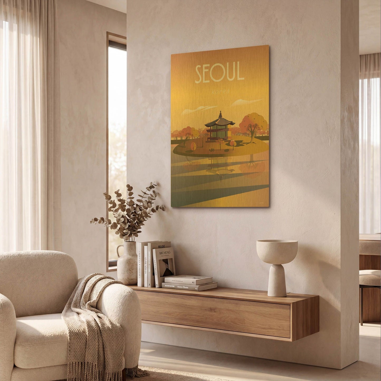 'Seoul' By Arctic Frame Gold Metal Wall Art