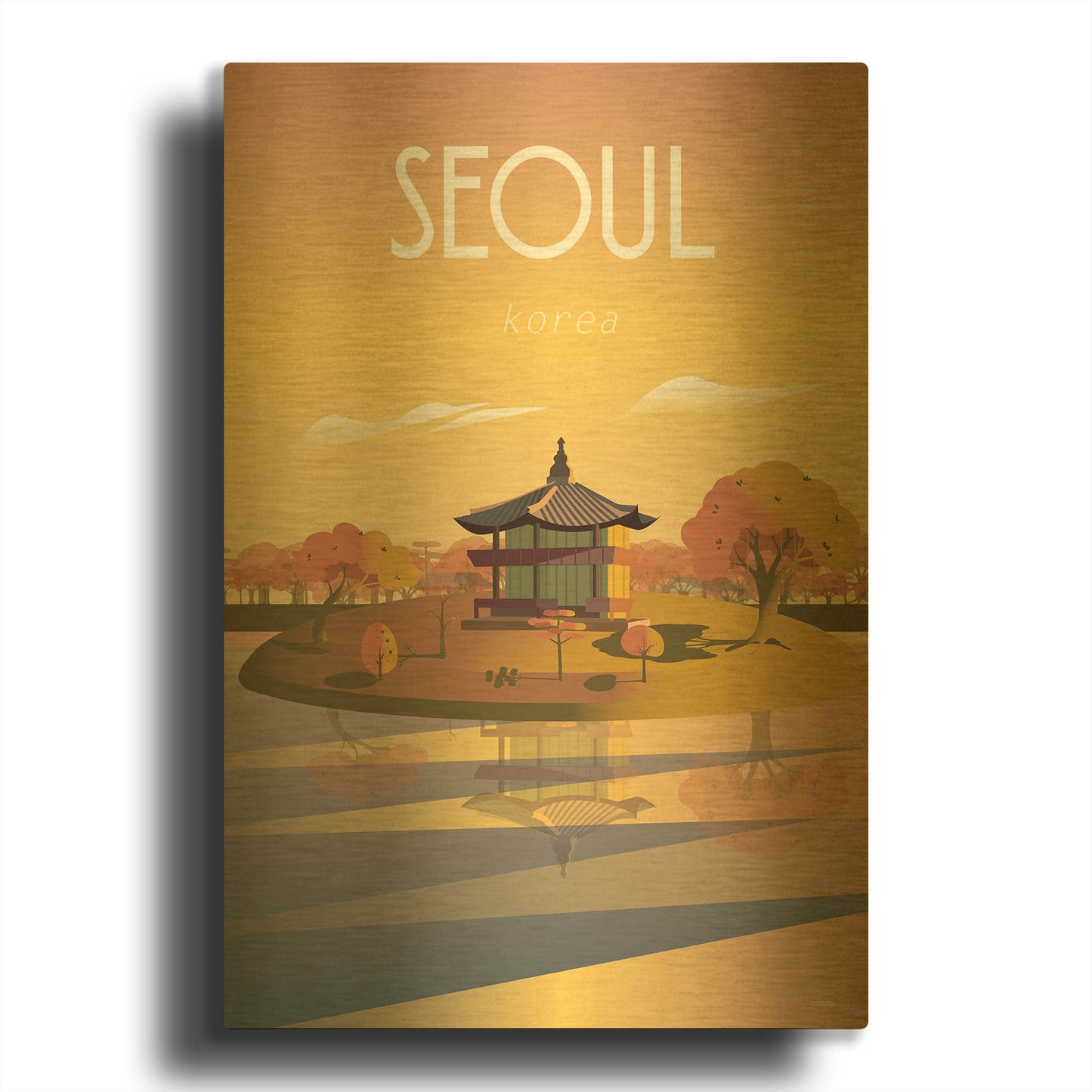 'Seoul' By Arctic Frame Gold Metal Wall Art