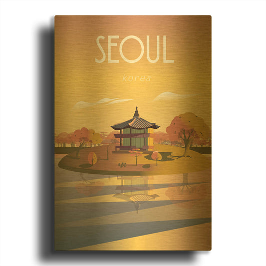 'Seoul' By Arctic Frame Gold Metal Wall Art