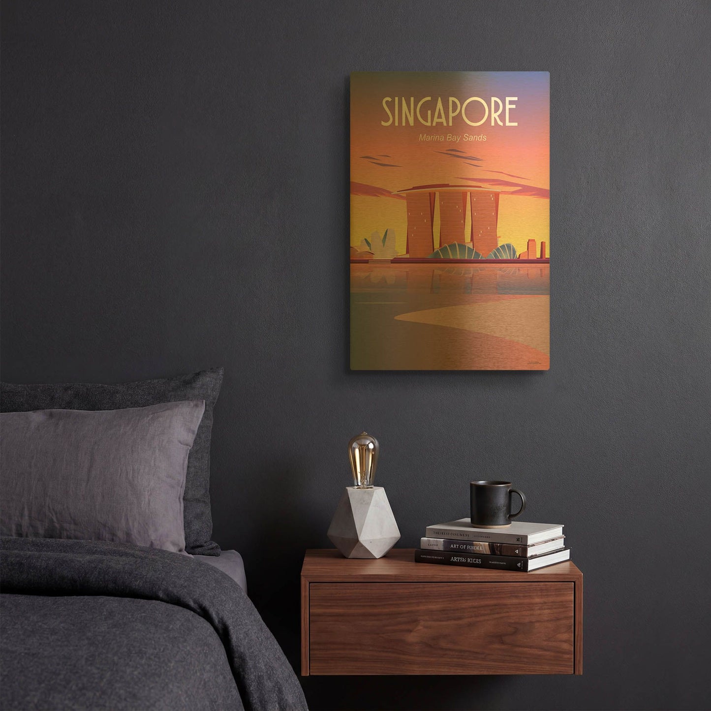 'Singapore' By Arctic Frame Gold Metal Wall Art