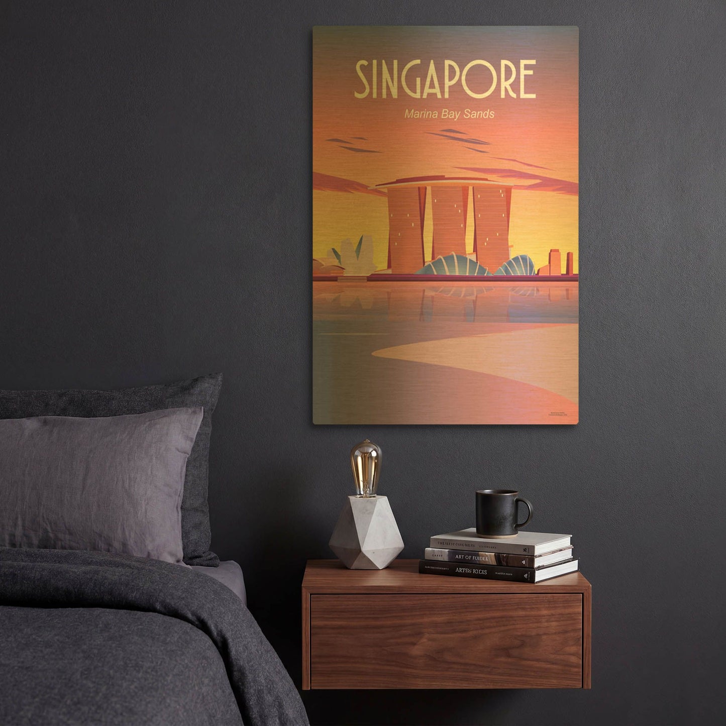 'Singapore' By Arctic Frame Gold Metal Wall Art