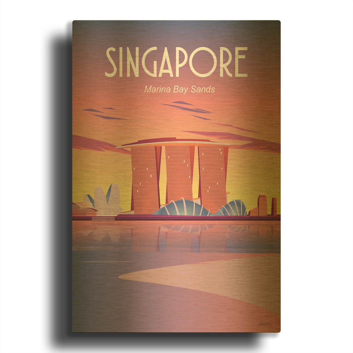 'Singapore' By Arctic Frame Gold Metal Wall Art