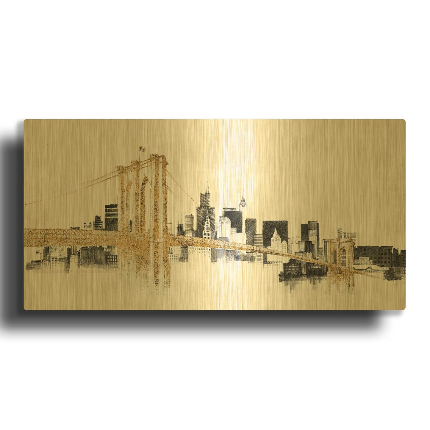 'NY Skyline Crossing' By Avery Tillmon Gold Metal Wall Art