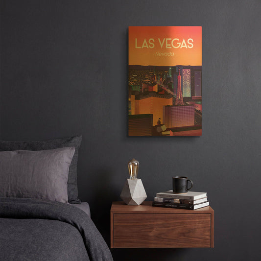 'Las Vegas' By Arctic Frame Gold Metal Wall Art