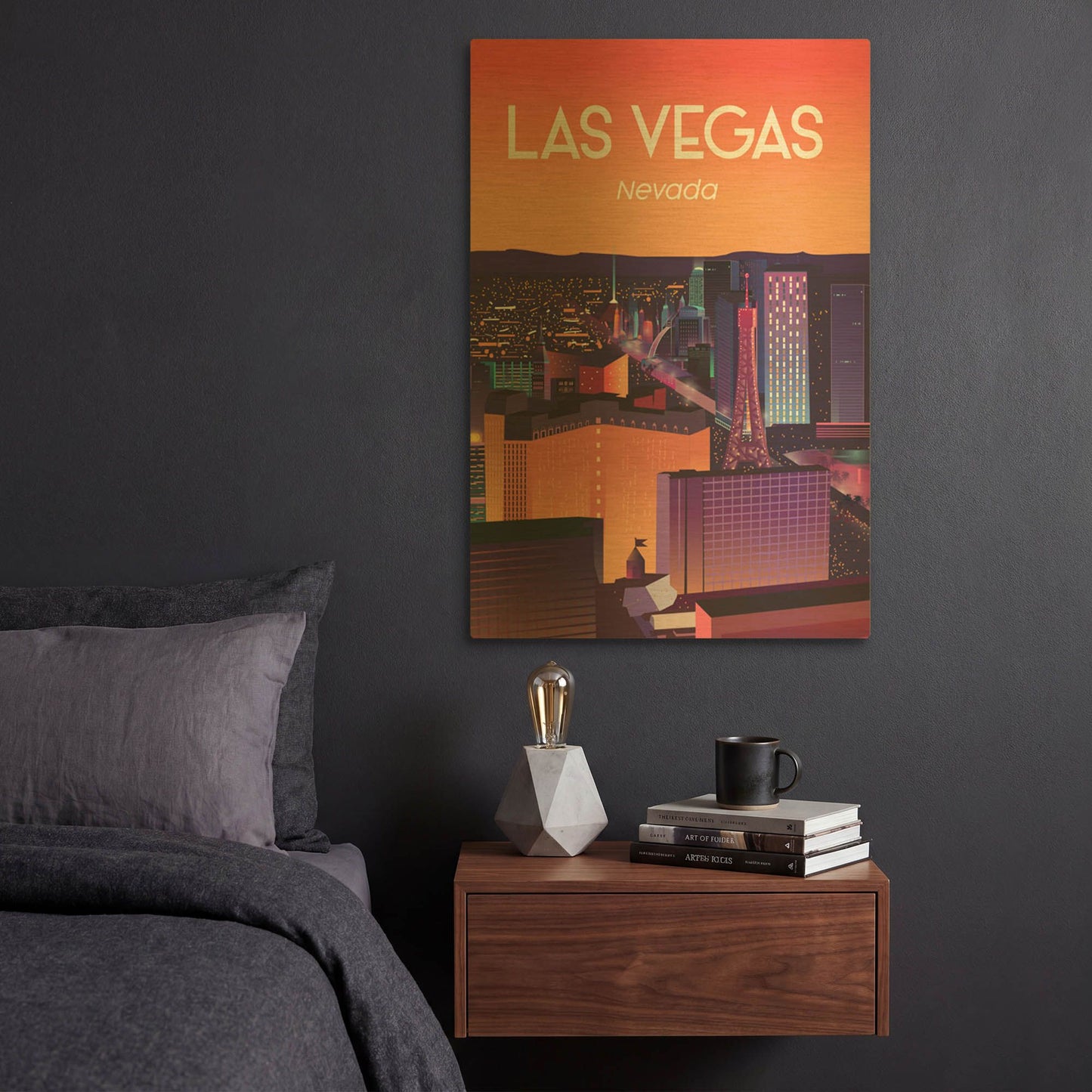 'Las Vegas' By Arctic Frame Gold Metal Wall Art