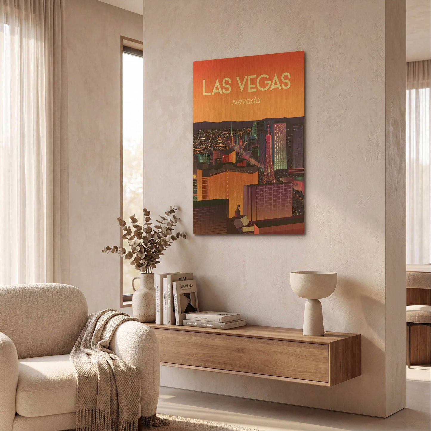 'Las Vegas' By Arctic Frame Gold Metal Wall Art