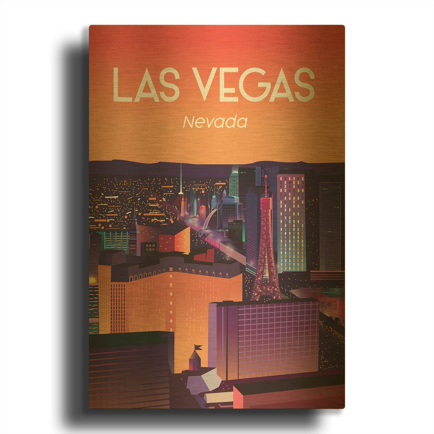'Las Vegas' By Arctic Frame Gold Metal Wall Art