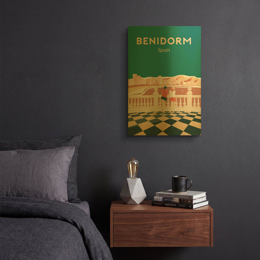 'Benidorm' By Arctic Frame Gold Metal Wall Art