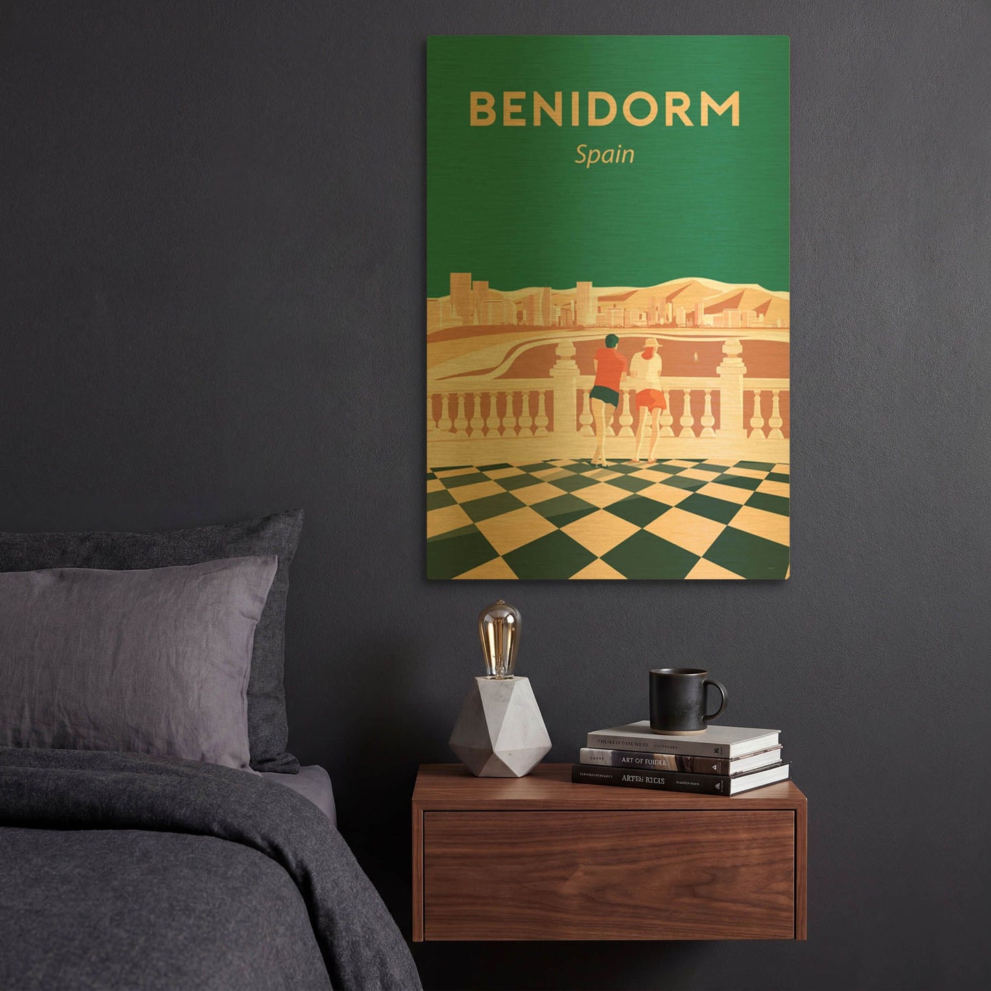 'Benidorm' By Arctic Frame Gold Metal Wall Art