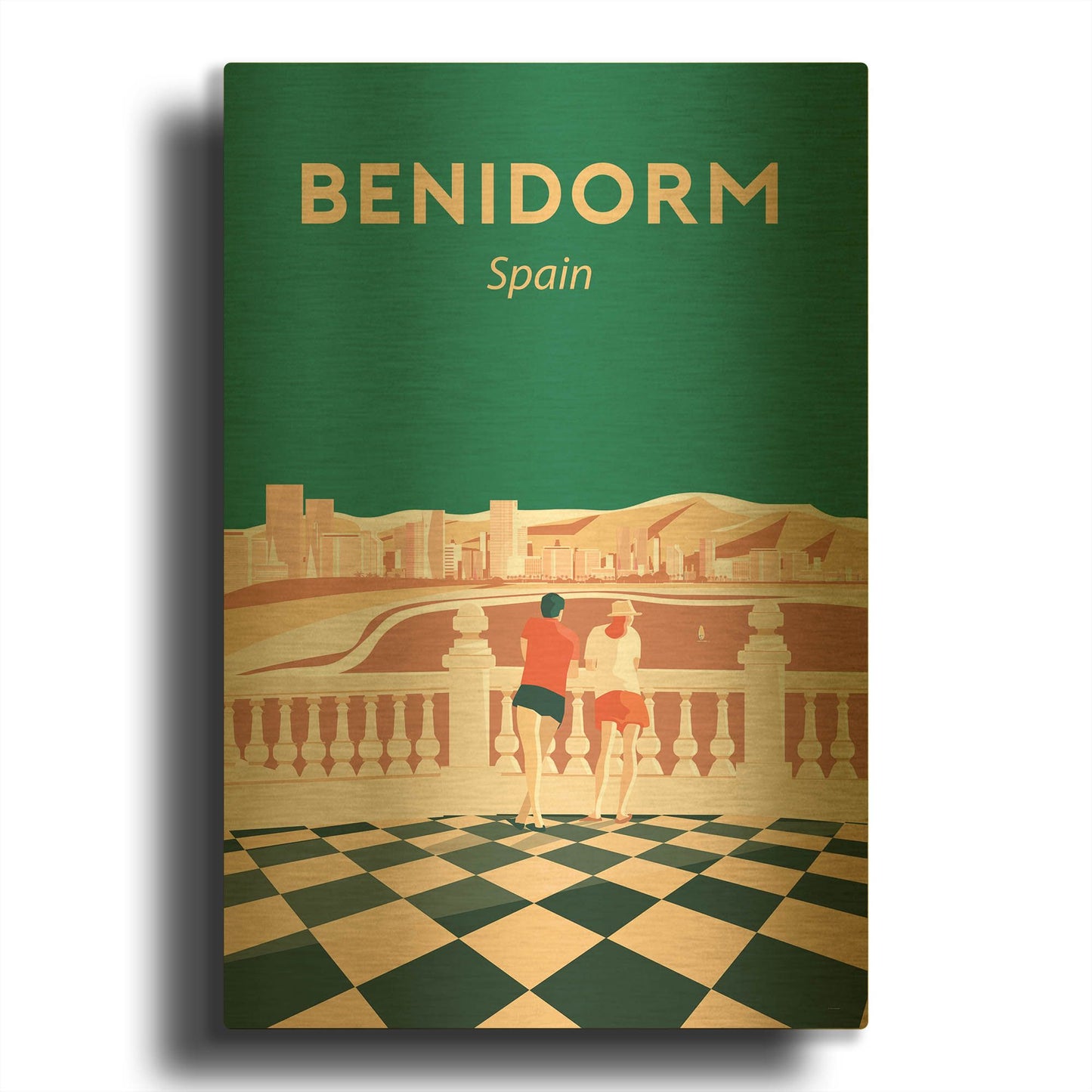 'Benidorm' By Arctic Frame Gold Metal Wall Art