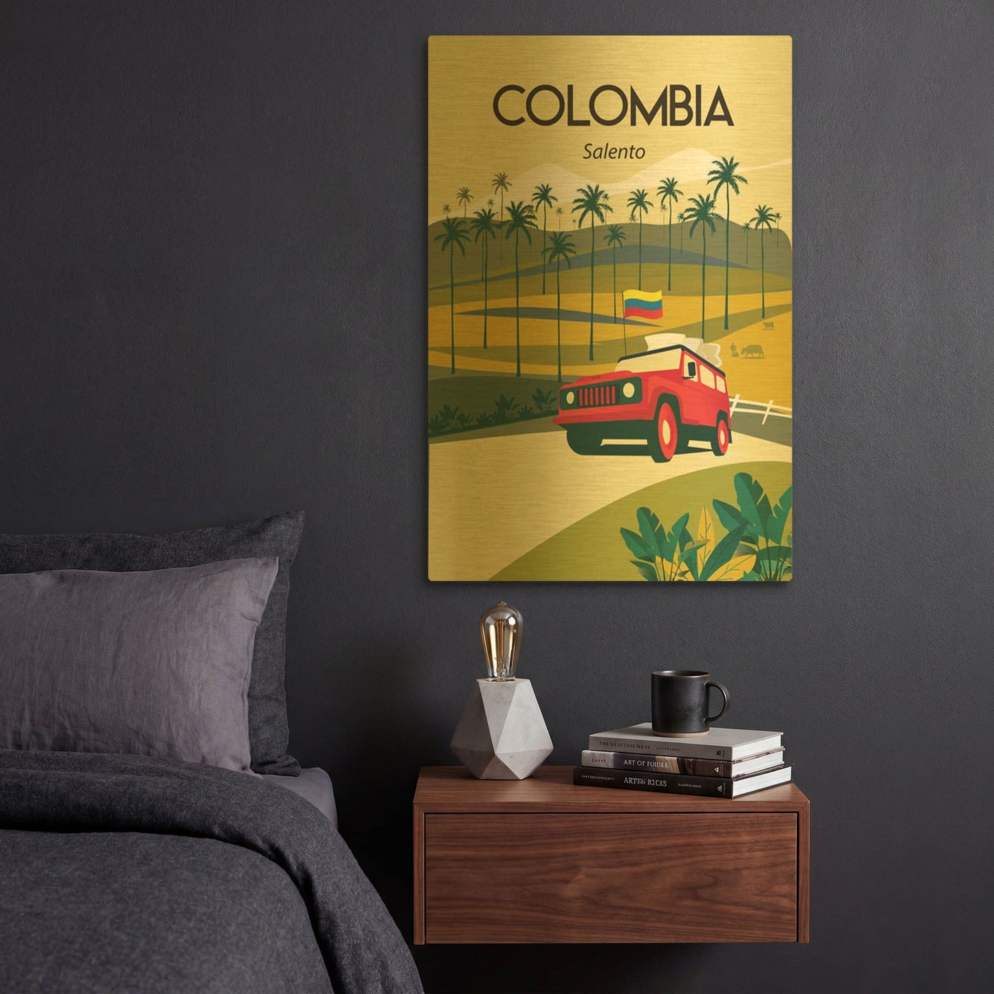 'Colombia' By Arctic Frame Gold Metal Wall Art