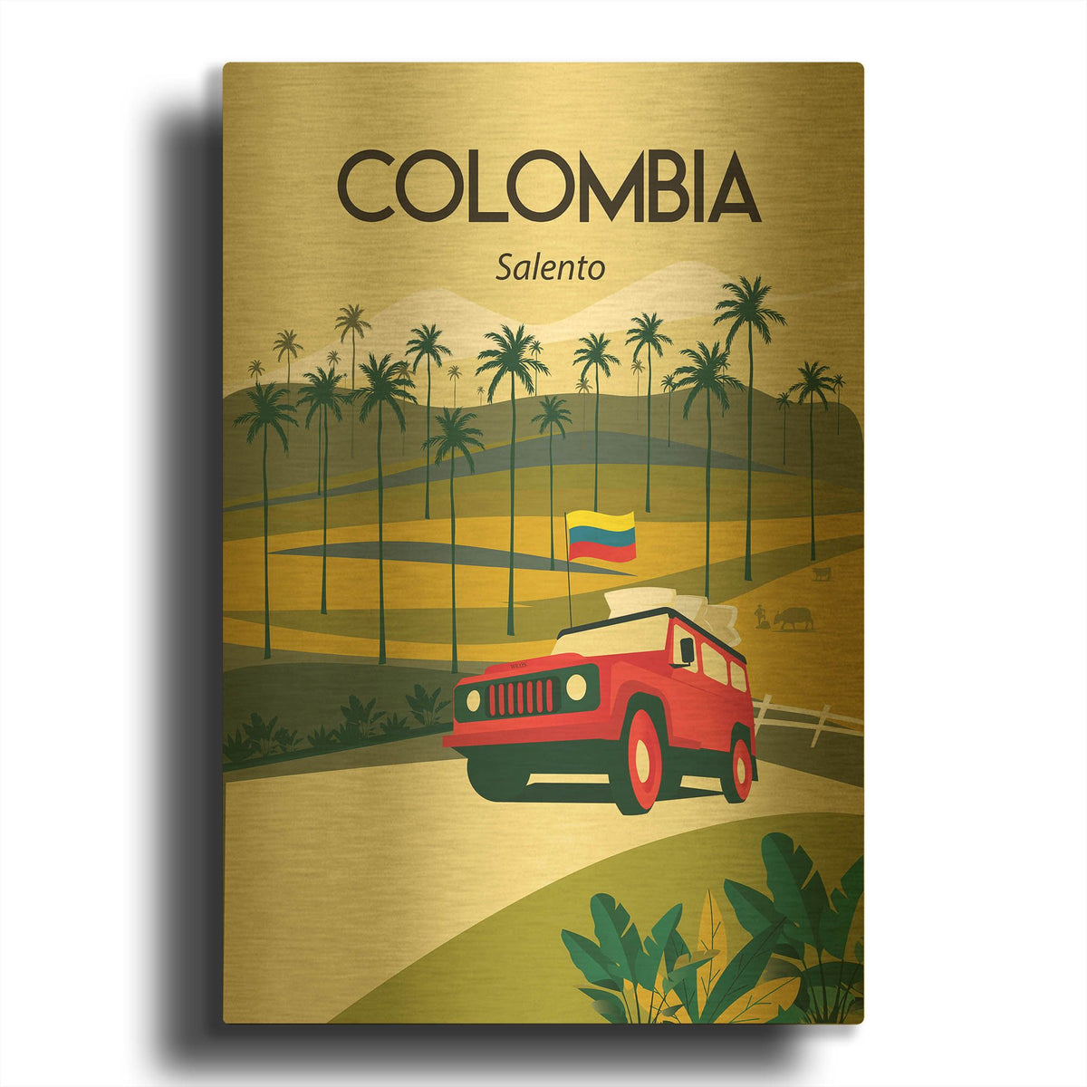'Colombia' By Arctic Frame Gold Metal Wall Art