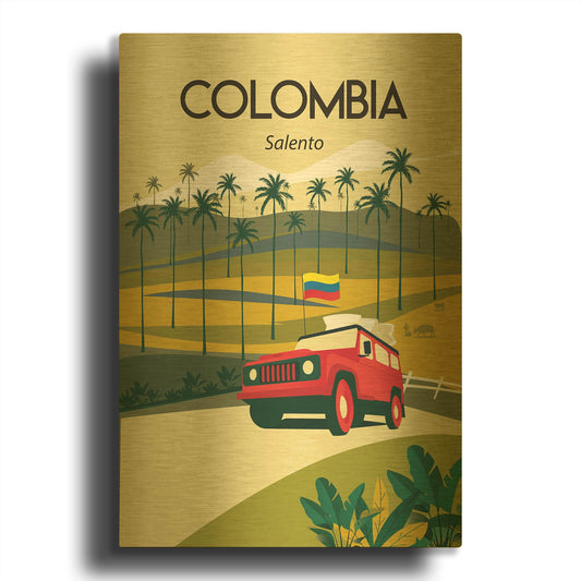 'Colombia' By Arctic Frame Gold Metal Wall Art