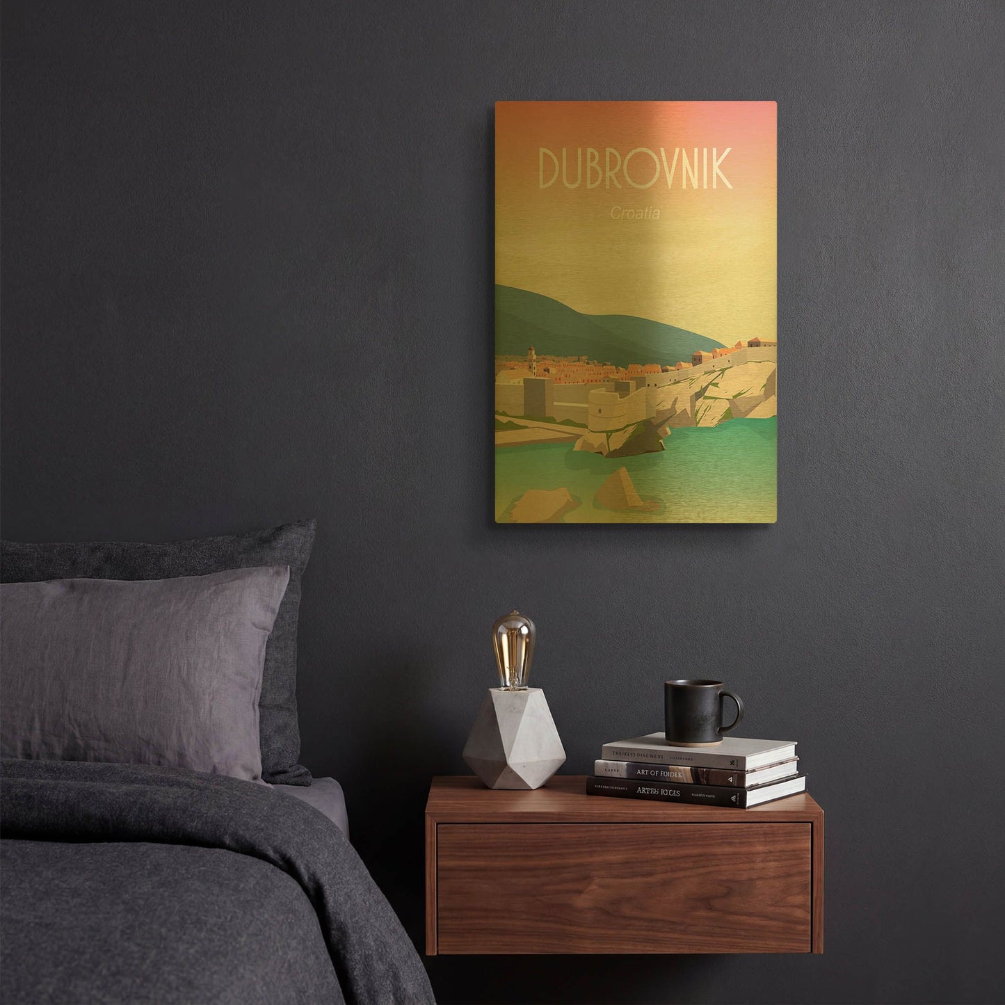 'Dubrovnik' By Arctic Frame Gold Metal Wall Art