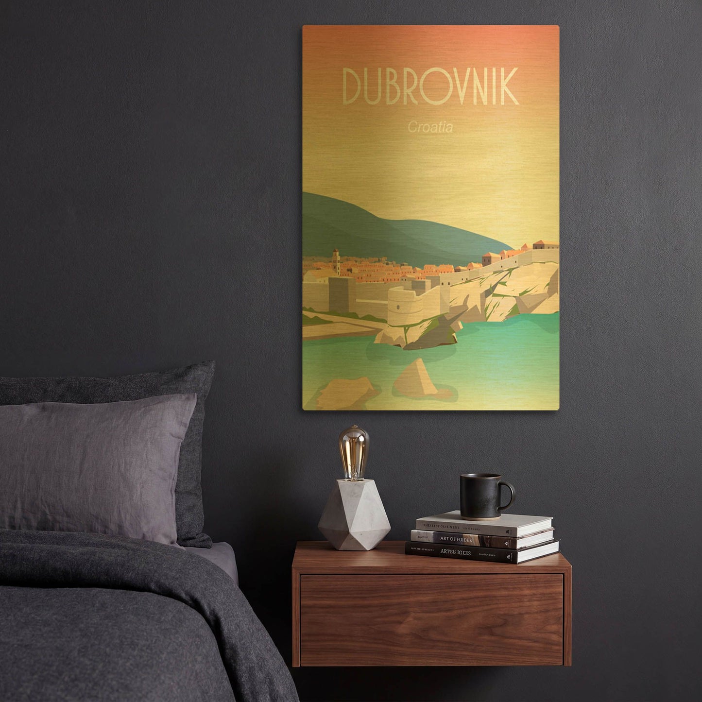 'Dubrovnik' By Arctic Frame Gold Metal Wall Art