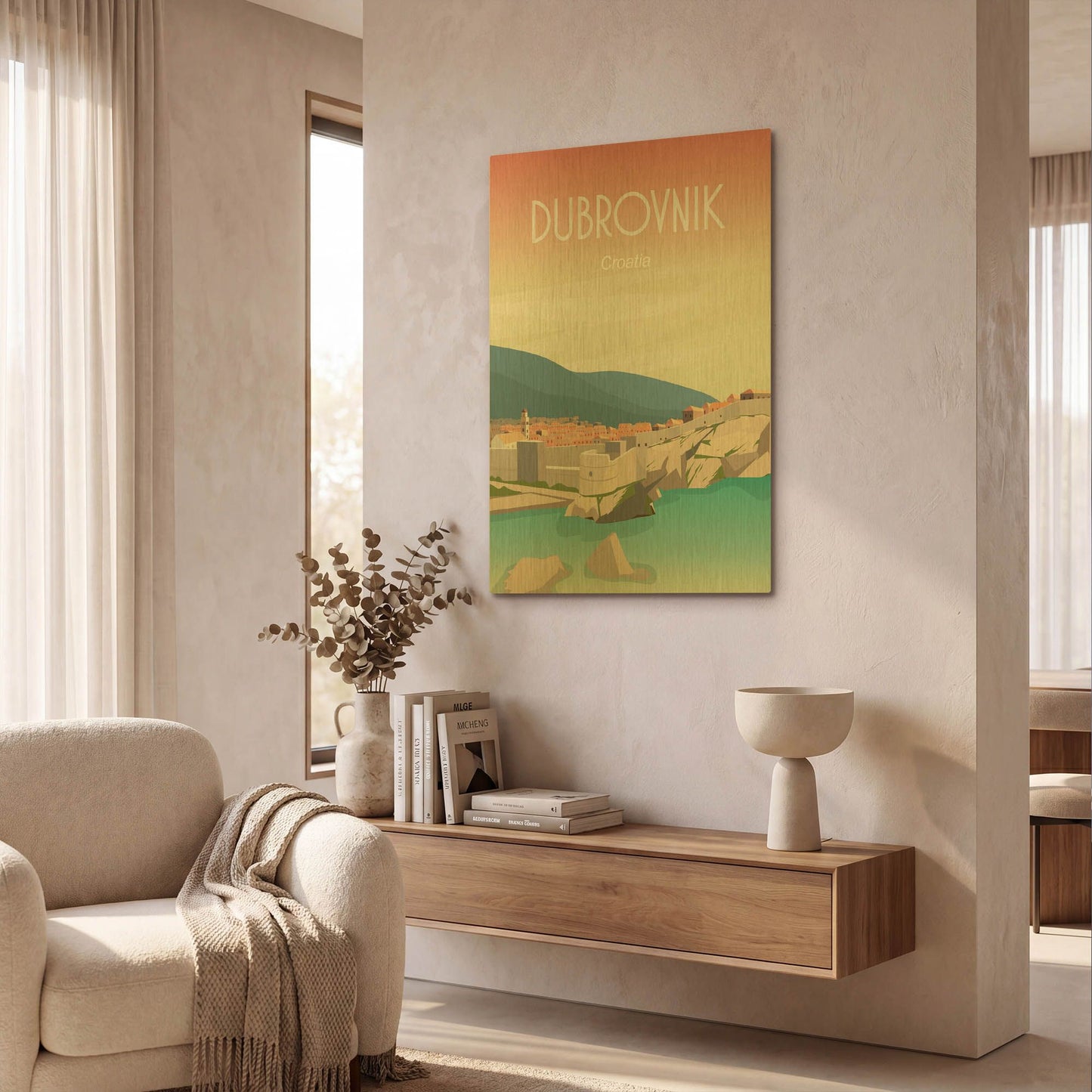 'Dubrovnik' By Arctic Frame Gold Metal Wall Art