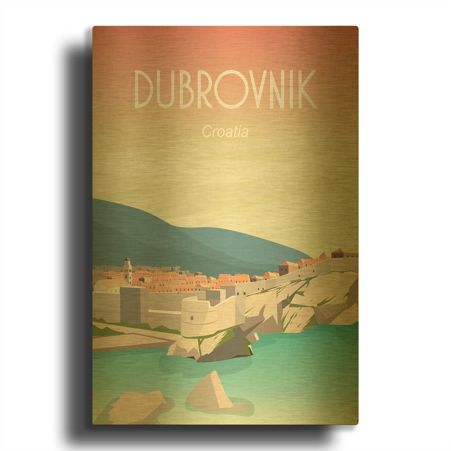 'Dubrovnik' By Arctic Frame Gold Metal Wall Art