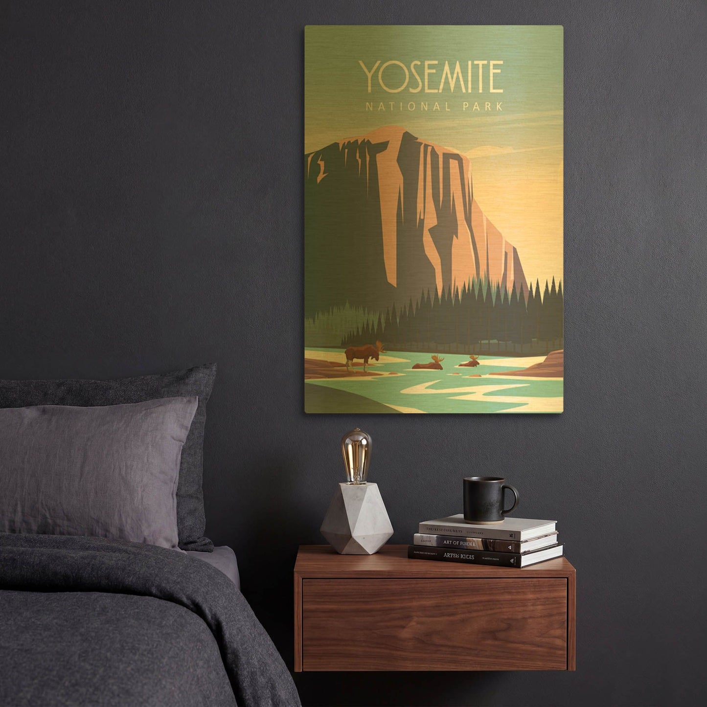 'Yosemite National Park' By Arctic Frame Gold Metal Wall Art