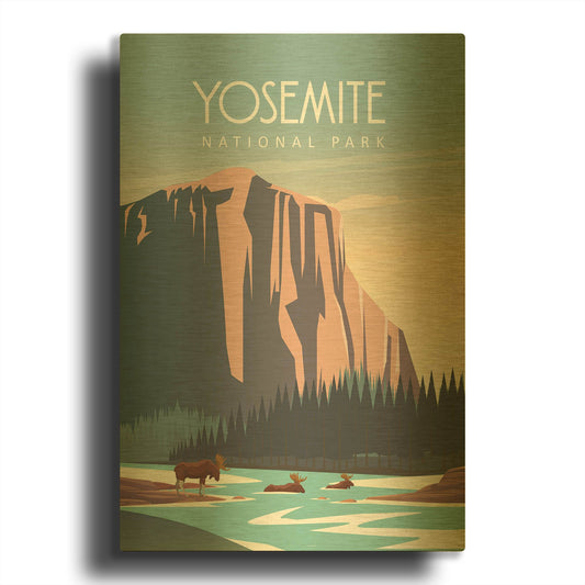 'Yosemite National Park' By Arctic Frame Gold Metal Wall Art