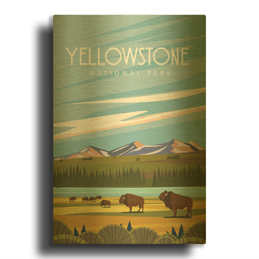 'Yellowstone National Park' By Arctic Frame Gold Metal Wall Art