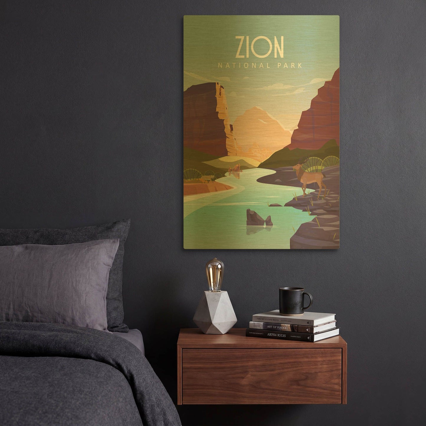 'Zion National Park' By Arctic Frame Gold Metal Wall Art