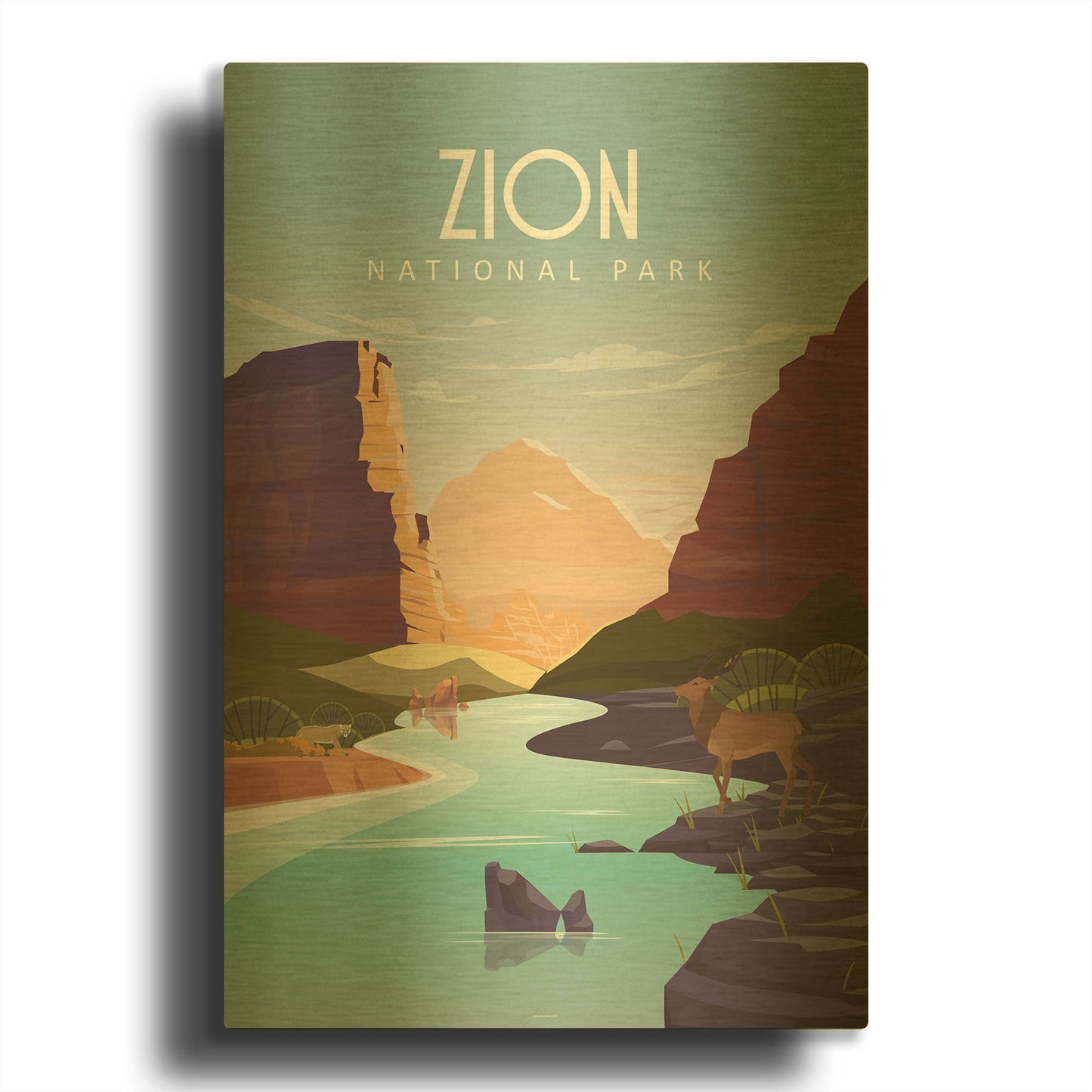 'Zion National Park' By Arctic Frame Gold Metal Wall Art