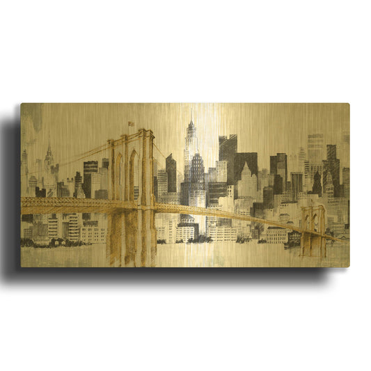 'New York Skyline I Yellow Bridge' By Avery Tillmon Gold Metal Wall Art