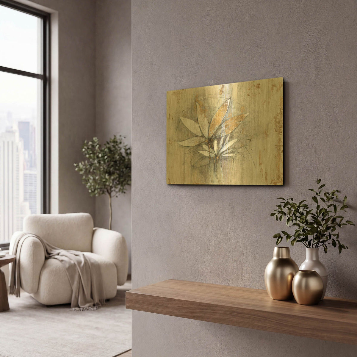 'Windflowers' By Avery Tillmon Gold Metal Wall Art