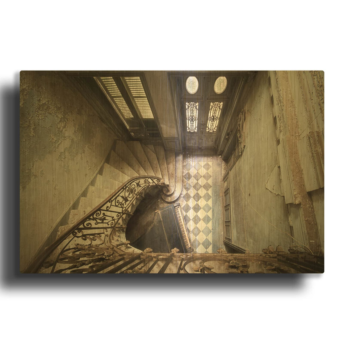 'Top Staircase' By Roman Robroek Gold Metal Wall Art