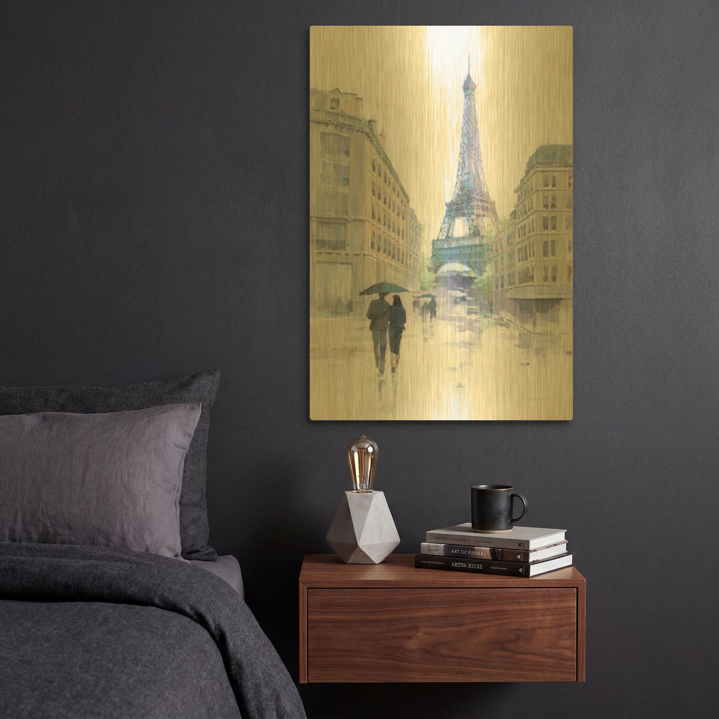 'Walking In The Rain' By Avery Tillmon Gold Metal Wall Art