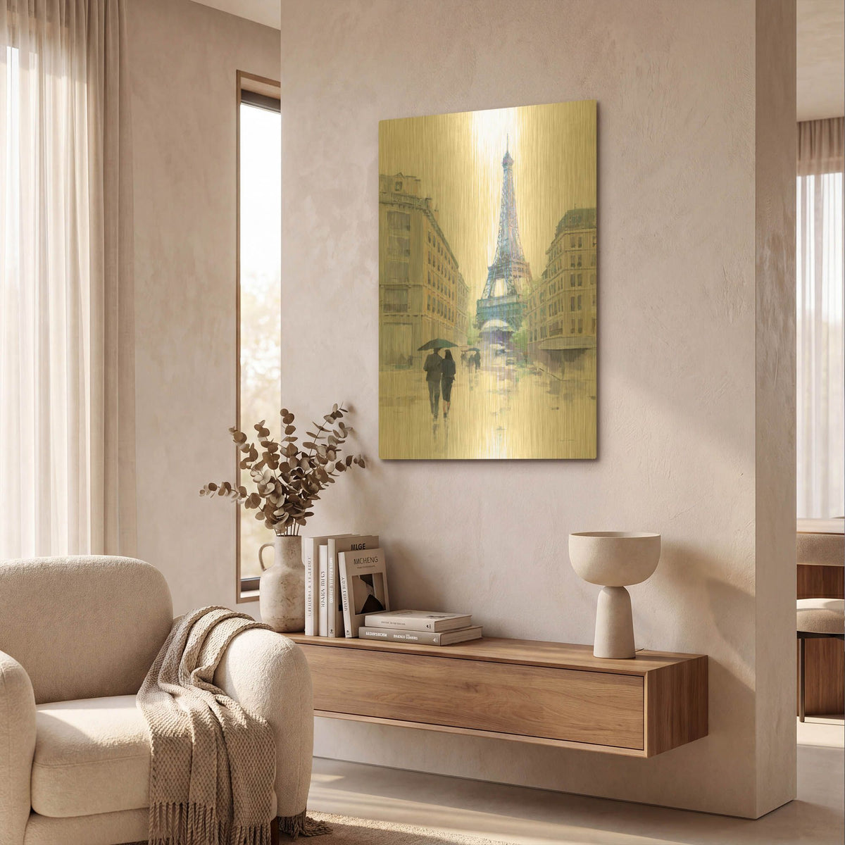 'Walking In The Rain' By Avery Tillmon Gold Metal Wall Art