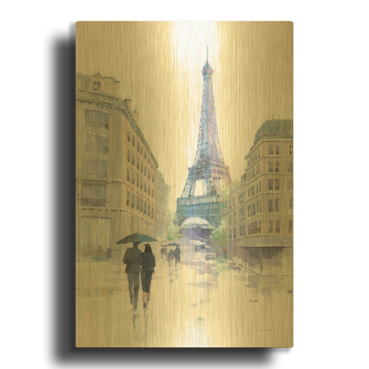 'Walking In The Rain' By Avery Tillmon Gold Metal Wall Art