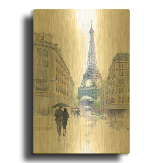 'Walking In The Rain' By Avery Tillmon Gold Metal Wall Art