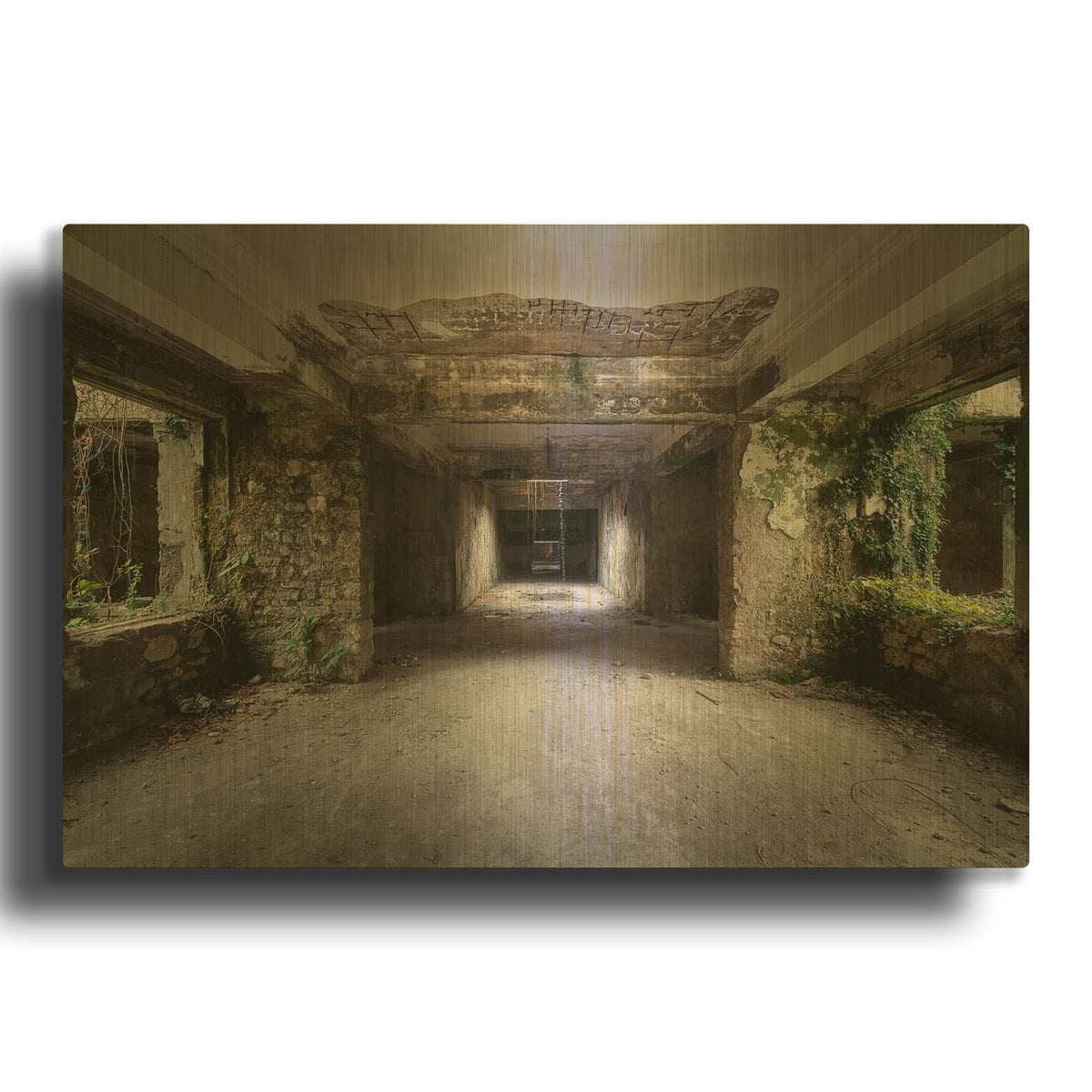 'Scary Dark Hall' By Roman Robroek Gold Metal Wall Art