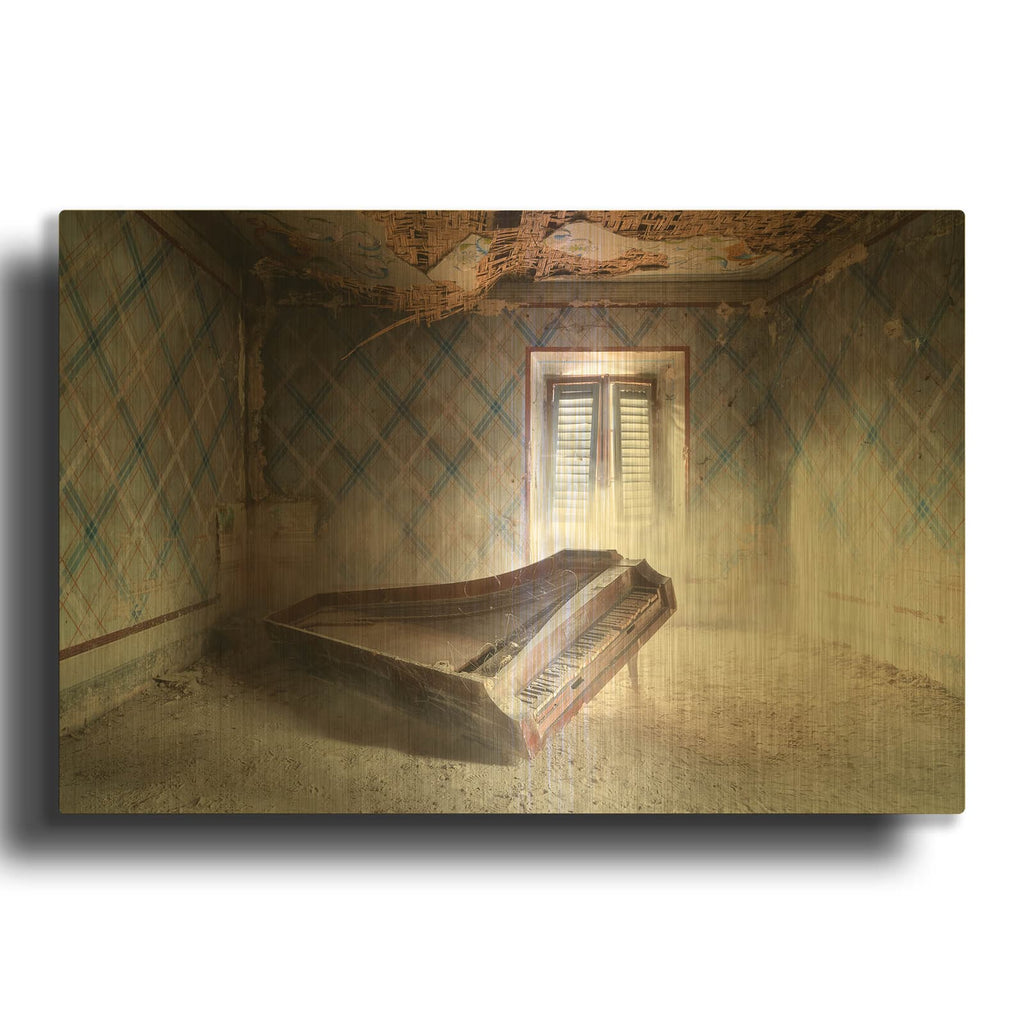 'Dusty Piano' By Roman Robroek Gold Metal Wall Art