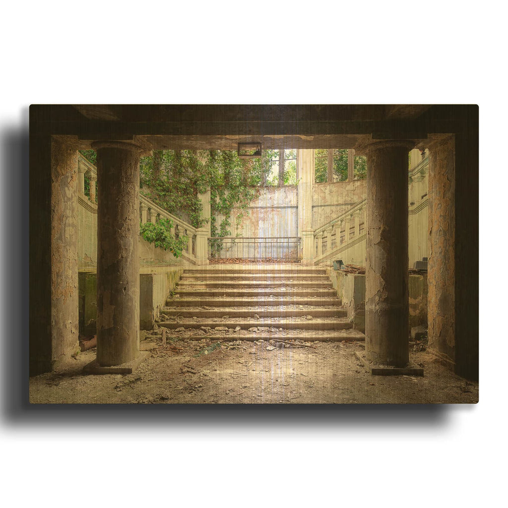 'Overgrown Stairs' By Roman Robroek Gold Metal Wall Art
