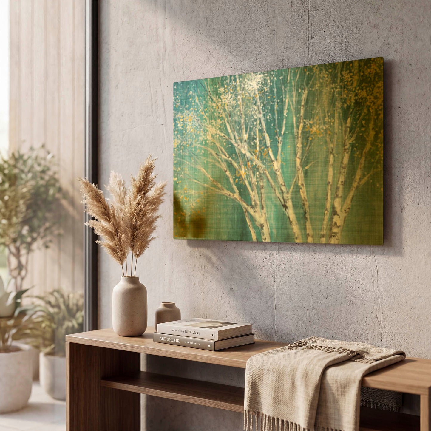 'Blue Birch' By Julia Purinton Gold Metal Wall Art