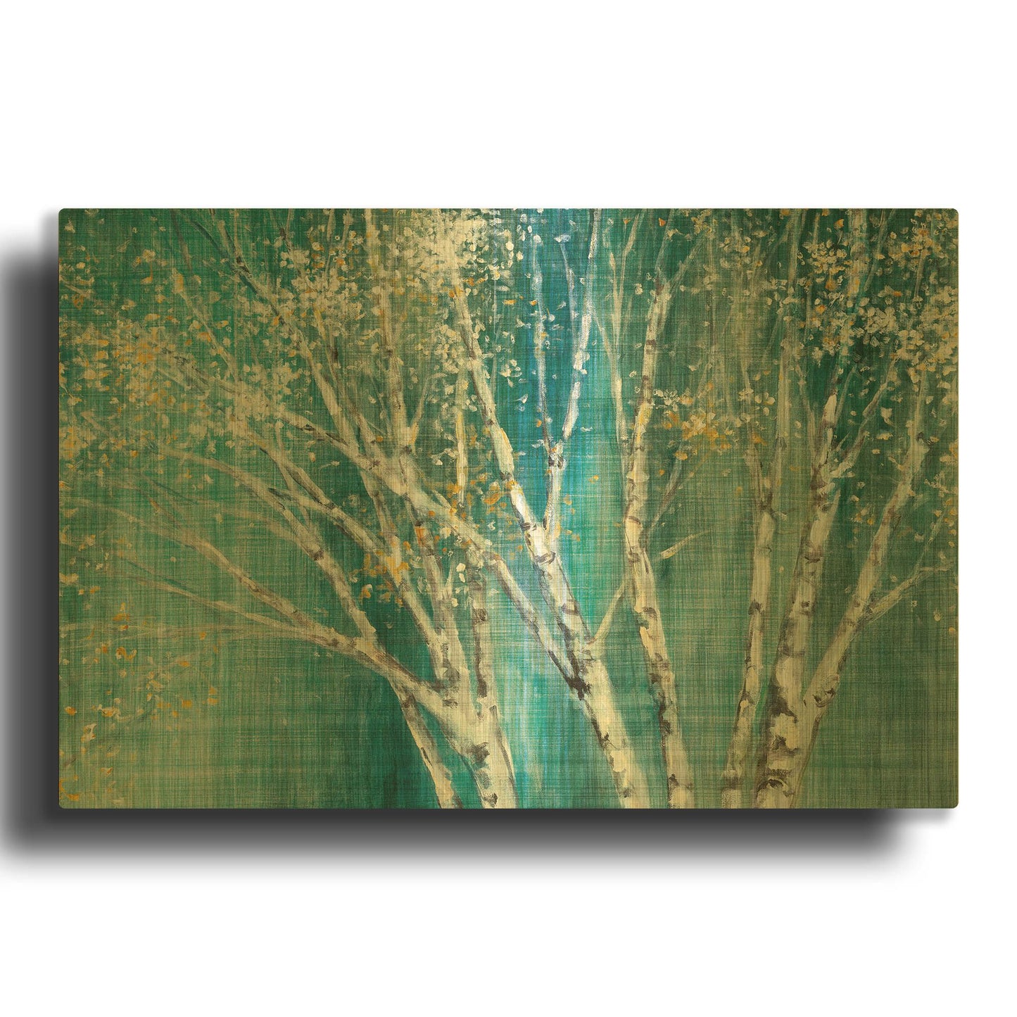 'Blue Birch' By Julia Purinton Gold Metal Wall Art
