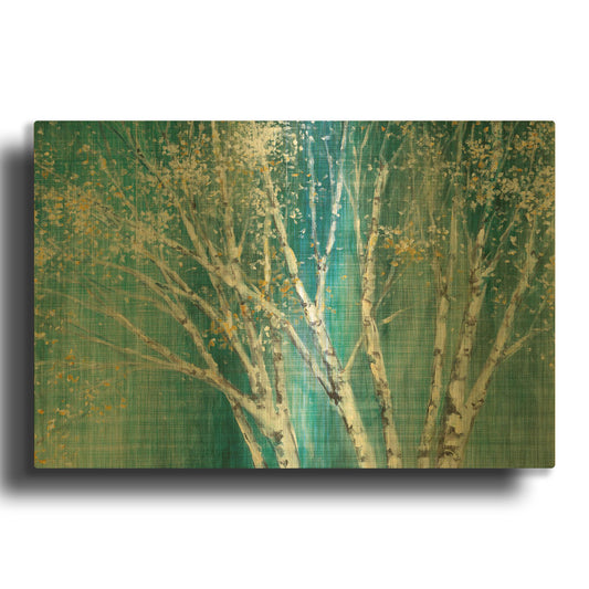 'Blue Birch' By Julia Purinton Gold Metal Wall Art