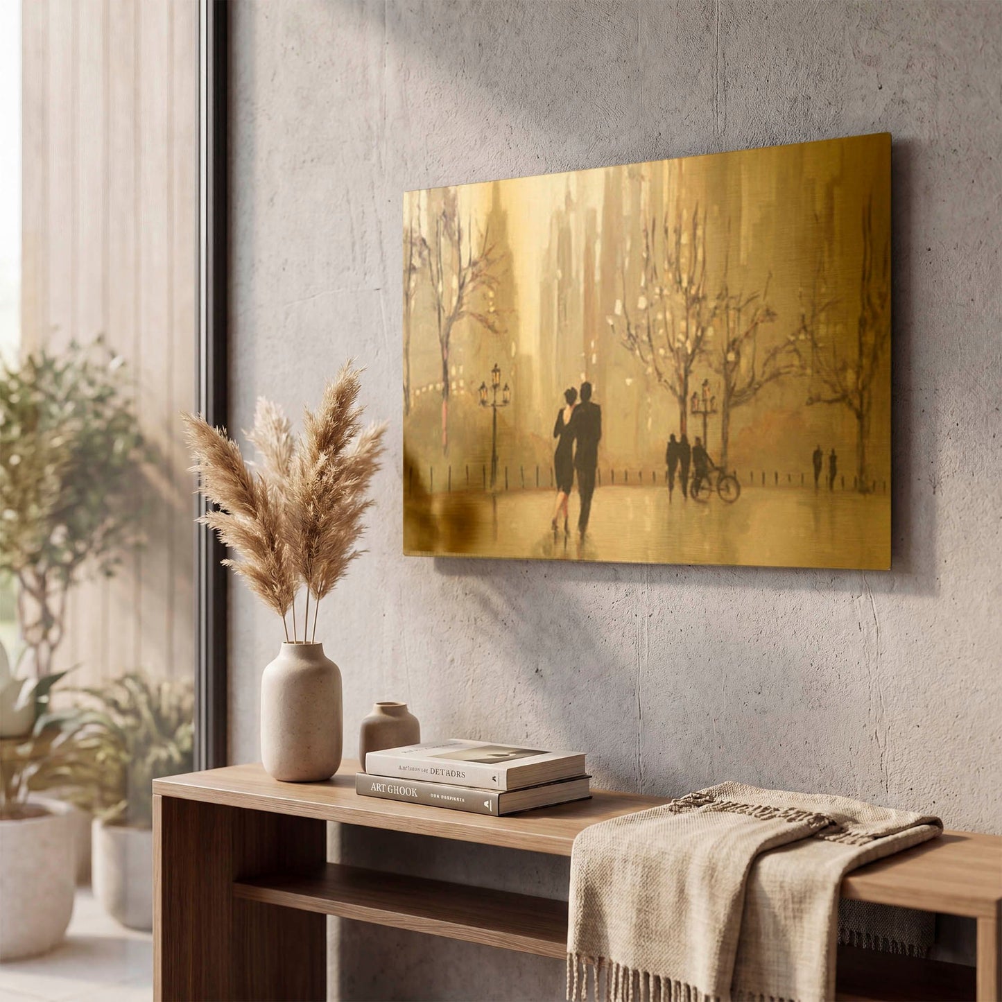 'An Evening Out Neutral' By Julia Purinton Gold Metal Wall Art